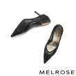 【MELROSE】美樂斯 高貴蕾絲網布羊皮尖頭高跟鞋(黑)