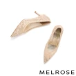 【MELROSE】美樂斯 高貴蕾絲網布羊皮尖頭高跟鞋(米)