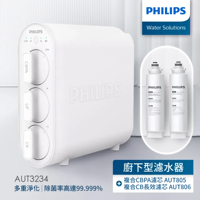【Philips 飛利浦】超濾淨水器AUT3234(+專用濾芯組--送完為止)