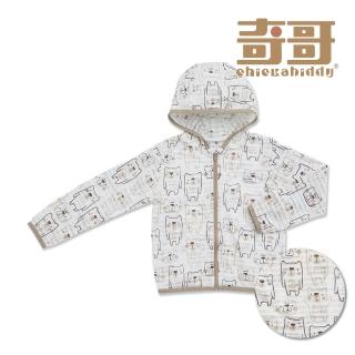 【奇哥官方旗艦】Chic a Bon 嬰幼童裝 熊愛你連帽外套-天絲棉橫紋單面布(1-5歲)