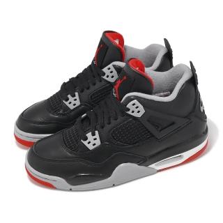 【NIKE 耐吉】Air Jordan 4 Retro Bred Reimagined 黑 紅 大童 女鞋 4代(FQ8213-006)