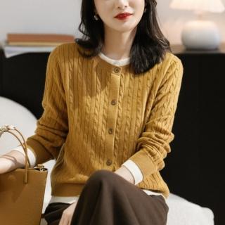 【LANNI 藍尼】★編織麻花感造型針織上衣(女裝/時尚)