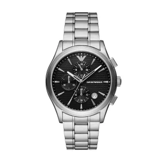 【EMPORIO ARMANI 官方直營】Paolo 經典義式三眼手錶 銀色不鏽鋼錶帶 42MM AR11602