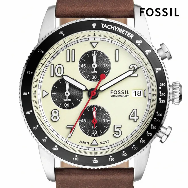 【FOSSIL 官方旗艦館】Sport Tourer系列 三眼計速指針手錶 真皮/矽膠錶帶 42MM(多色可選)