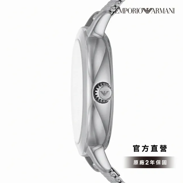 【EMPORIO ARMANI 官方直營】Cleo 簡約月光銀時尚女錶 銀色不鏽鋼錶帶手錶 32MM AR11584