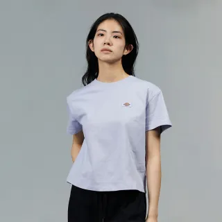 【Dickies】女款宇宙藍紫色純棉短版胸前Logo織標短袖T恤｜DK011775H18