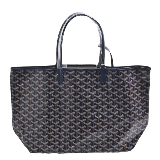 GOYARD 高雅德 經典St. Louis PM防水帆布LOGO購物包(中-深藍AMALOUIS-PM01-DEEP-BLUE)