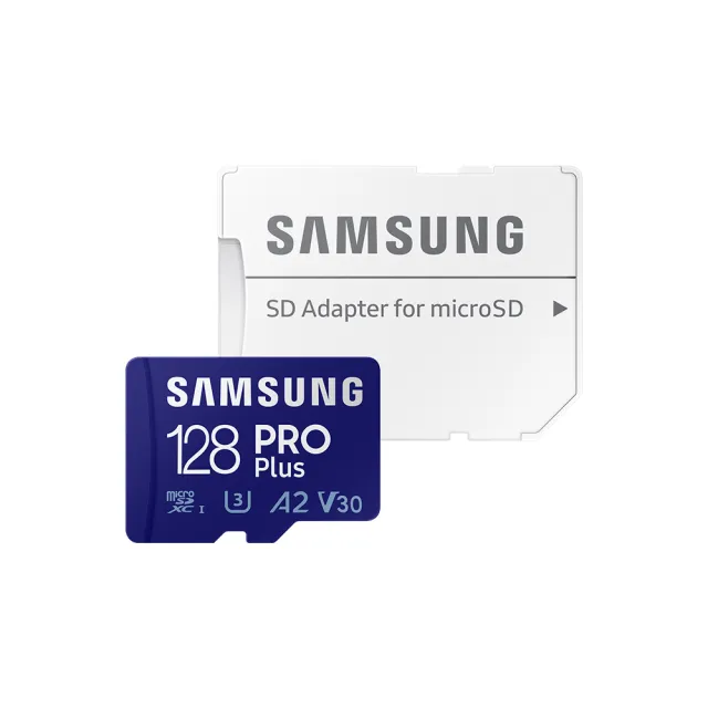 3入組【SAMSUNG 三星】PRO Plus microSDXC U3 A2 V30 128GB記憶卡 公司貨(Switch/ROG Ally/GoPro/空拍機)