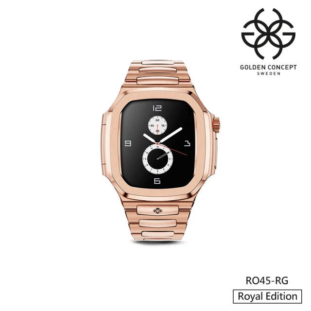 Golden Concept Apple Watch 45mm 保護殼 玫瑰金18K金錶殼/玫瑰金色錶帶(RO45-RG)
