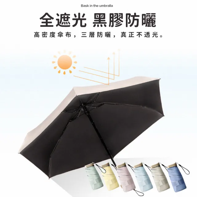 【傘霸】全面防曬極輕巧六折迷你黑膠傘UPF50+(買一送一-顏色隨機出貨)