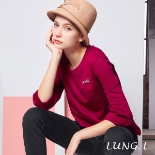 【LUNG.L 林佳樺】LL58A桃紅色小圓領線條拼接長袖上衣(女裝 秋冬款)