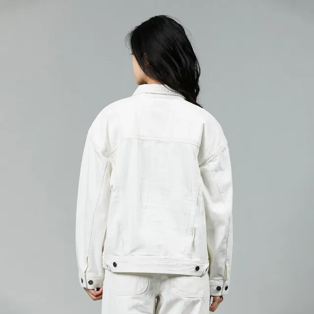 【Dickies】女款白色丹寧純棉多口袋設計寬鬆外套｜DK013062WHX