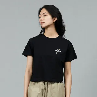 【Dickies】女款黑色純棉胸前簡約品牌文字印花短袖T恤｜DK013069BLK