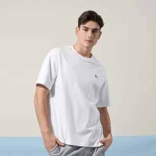 【ELLE ACTIVE】男款 寬版剪接圓領短袖T恤-白色(EA24M2M1601#90)