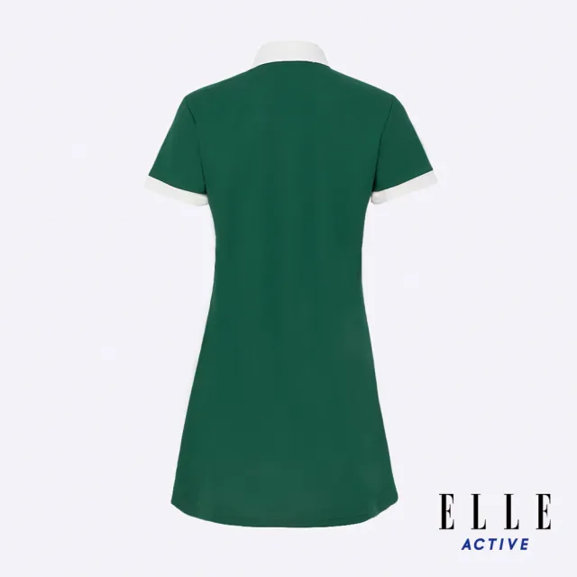 【ELLE ACTIVE】女款 簡約修身配色連身洋裝-綠色(EA24M2W2601#45)