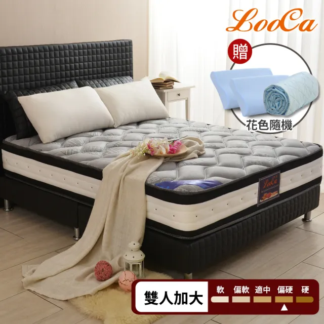 【LooCa】石墨烯+乳膠+護脊2.4mm獨立筒床墊(加大6尺-送保潔墊+記憶枕)