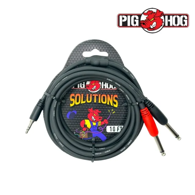 【PIG HOG】3.5mm 轉 RCA 導線／10英尺／喇叭線 Cable 音源線 轉接線(原廠公司貨 終身免費保固 品質保證)