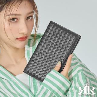 【2R 手工真皮】細呢羊皮S.P.編織對開收納護照長夾 百搭黑(皮夾)