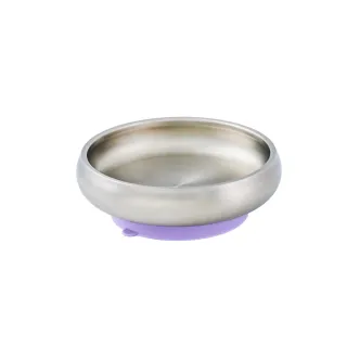 【little.b】316雙層不鏽鋼寬口麥片吸盤碗-夢幻紫(碗緣凹槽防漏)