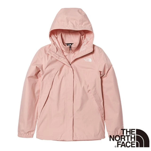 The North Face 女 防水透氣防風耐磨連帽二件式外套_亞洲版型/夾克(7QW6-3ZH 粉紅色)