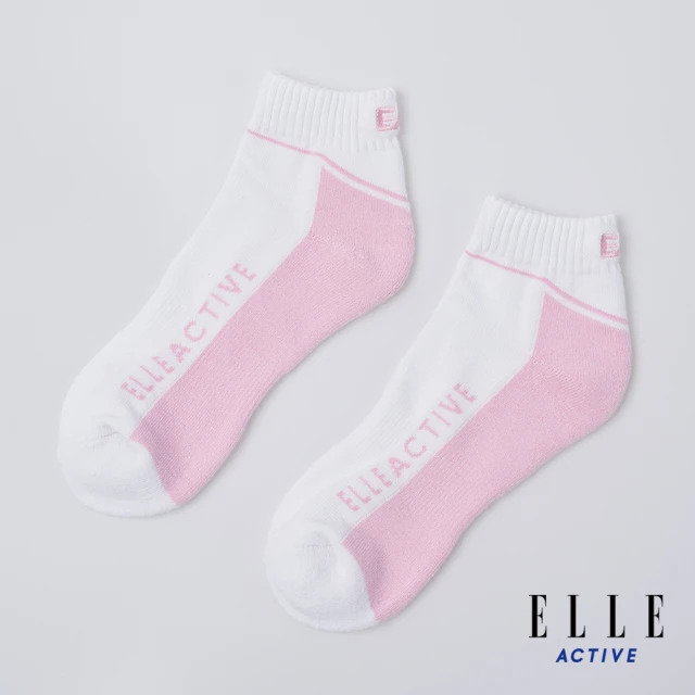 【ELLE ACTIVE】男女適穿 運動休閒短襪-粉色(EA24M2FS101#72)