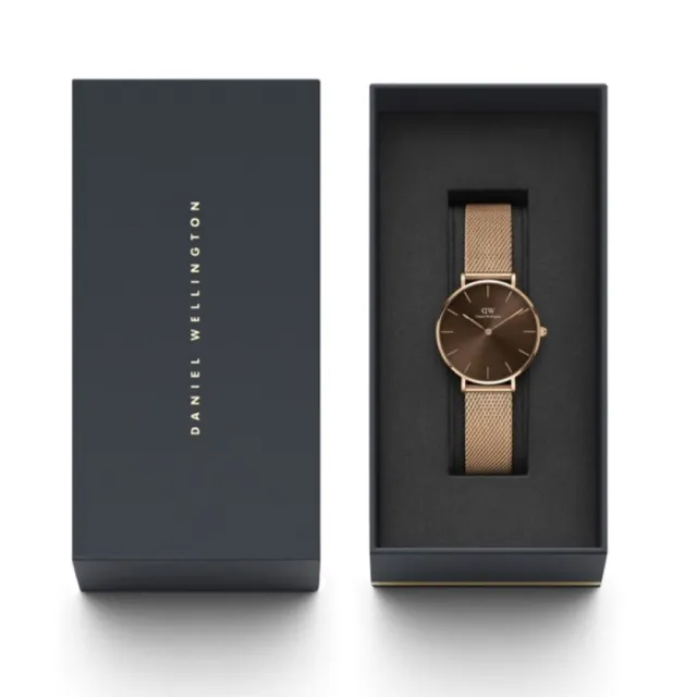 【Daniel Wellington】Petite Amber 幻彩琥珀棕米蘭金屬錶32mm(DW00100477)