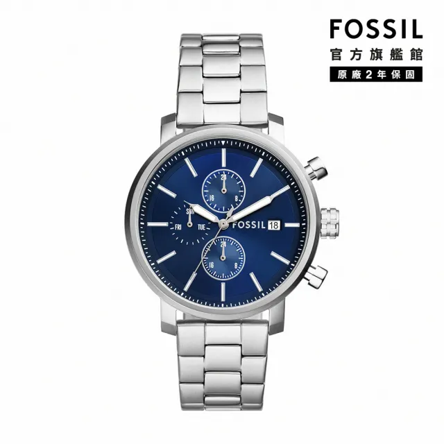 【FOSSIL 官方旗艦館】Rhett系列 菁英三眼指針手錶 不鏽鋼錶帶 42MM(多色可選)