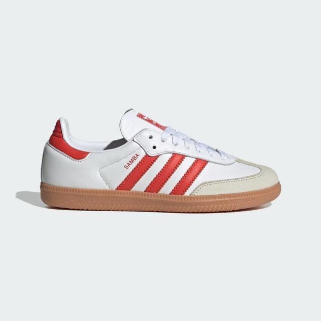 【adidas 愛迪達】Samba OG W 女 休閒鞋 經典 復古 德訓鞋 皮革 膠底 百搭 穿搭 白 紅(IF6513)