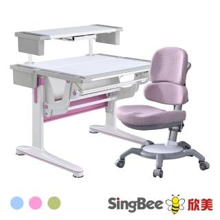 【SingBee 欣美】寬105cm 兒童桌椅組KDG-105&90+142(書桌椅 兒童桌椅 兒童書桌椅 升降桌)
