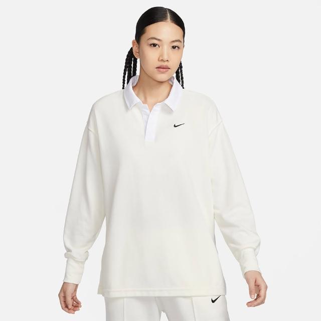 【NIKE 耐吉】長袖針織衫 POLO衫_女_白色_AS W NSW ESSNTL OS LS POLO(FB8721133)