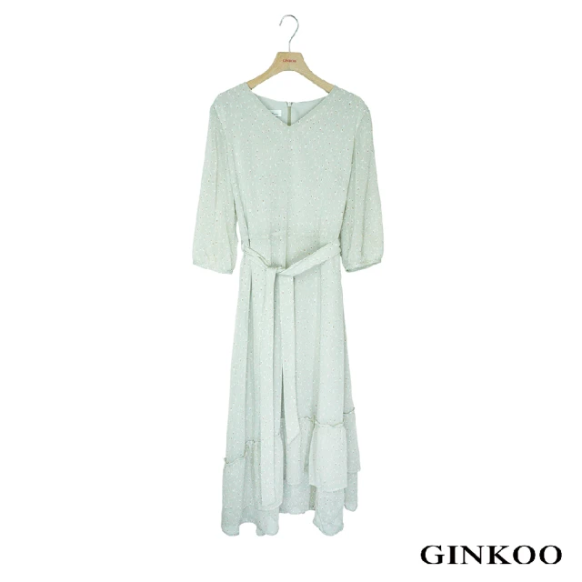 【GINKOO 俊克】雨紋雪紡洋裝