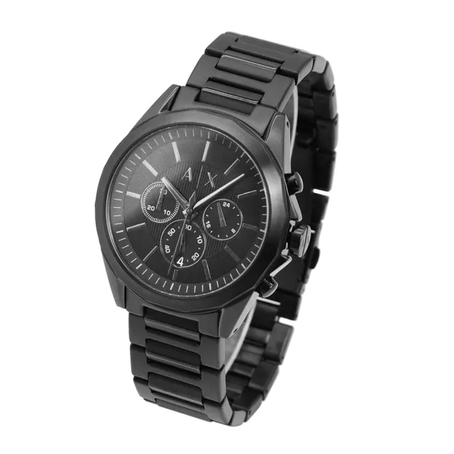 【A|X Armani Exchange】黑色系 三眼計時 不鏽鋼錶帶 手錶 男錶 42mm 母親節(AX2601)