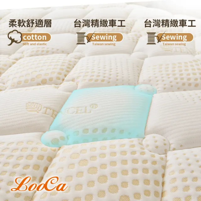 【LooCa】雲端抗菌親膚天絲獨立筒床墊(雙人5尺)
