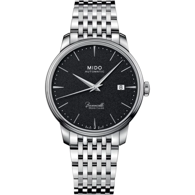 MIDO 美度 官方授權 BARONCELLI 簡約超薄機械腕錶-黑39.5mm(M0274071105100)