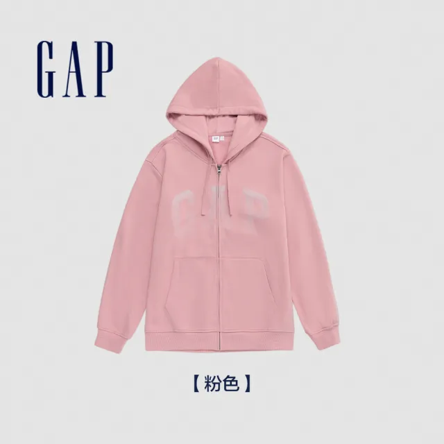 【GAP】男裝 Logo連帽外套 碳素軟磨法式圈織系列-多色可選(885513)