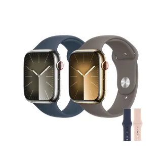 運動錶帶組【Apple】Apple Watch S9 LTE 45mm(不鏽鋼錶殼搭配運動型錶帶)