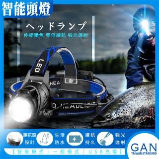 【GAN】智慧感應頭燈 L2晶片 LED頭燈 伸縮變焦 商檢合格電池(頭燈 修車 戶外 露營 釣魚 防潑水)