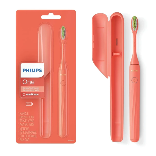 Philips 飛利浦Philips 飛利浦 電池式電動牙刷 珊瑚橘 超輕便旅行盒(隨身攜帶 不需充電)