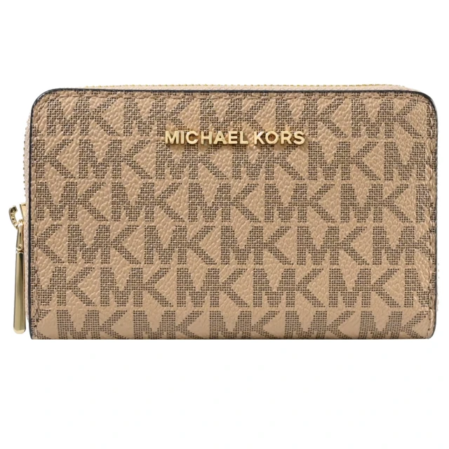 Michael Kors 經典MK LOGO印花拼接信用卡名卡零錢包(駝色)