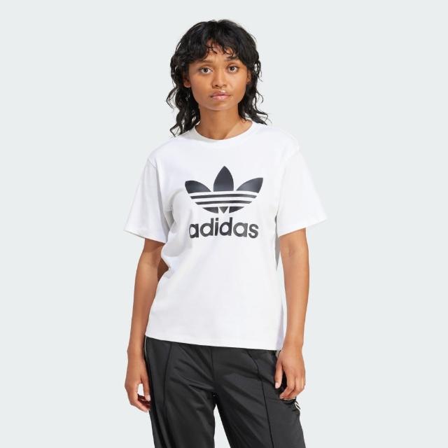 【adidas 愛迪達】上衣 女款 短袖上衣 運動 三葉草 TREFOIL TEE 白 IR9534