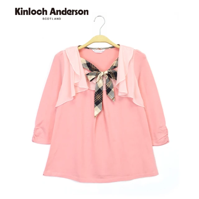 【Kinloch Anderson】雪紡拼接格紋綁帶棉質上衣 金安德森女裝(KA0375324)