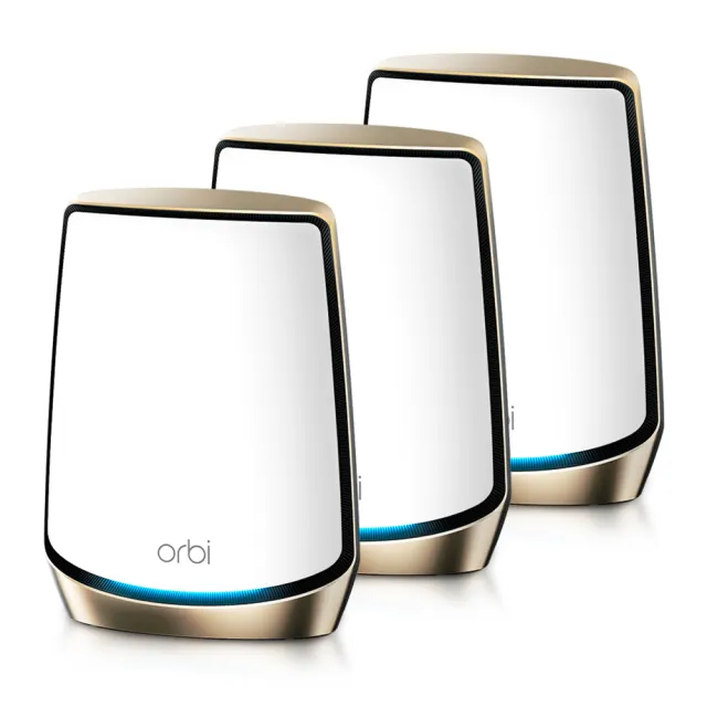 【NETGEAR】3入 ★ WiFi 6 三頻 AX6000 Mesh 2.2GHz 四核 + 1GB RAM 10G埠 路由器/分享器(Orbi RBK863S)