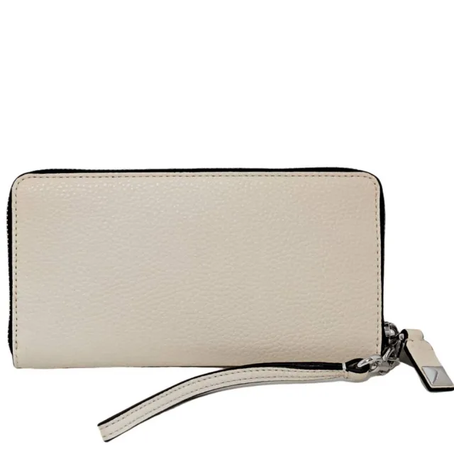 【MARC BY MARC JACOBS】MARC JACOBS 新款荔枝紋黑字LOGO牛皮手掛式拉鍊長夾奶油白(七夕情人節)