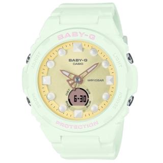 【CASIO 卡西歐】BABY-G 未來風 夢幻色彩雙顯錶款 綠 BGA-320FH-3A 42.4mm