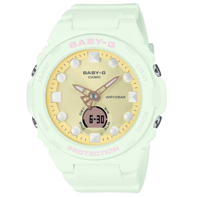 CASIO 卡西歐 BABY-G 未來風 夢幻色彩雙顯錶款 綠 BGA-320FH-3A_42.4mm