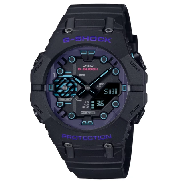 CASIO 卡西歐 G-SHOCK 藍牙 未來感配色 科幻世界 多功能雙顯錶款 黑 GA-B001CBR-1A_46mm