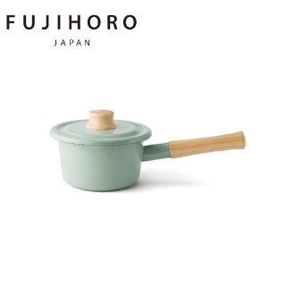 【FUJIHORO 富士琺瑯】COTTON簡約系列 單柄琺瑯鍋14cm/1.2L-IH爐可用鍋(復古綠/復古奶油黃)