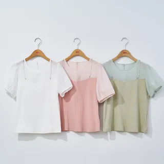 【H2O】珍珠吊帶假兩件T恤(#4671007 T恤 白色/粉色/綠色)