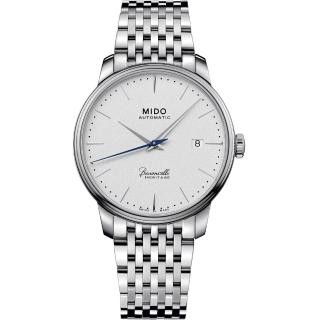 【MIDO 美度】BARONCELLI 簡約超薄機械腕錶-白39.5mm 送禮自用(M0274071101100)