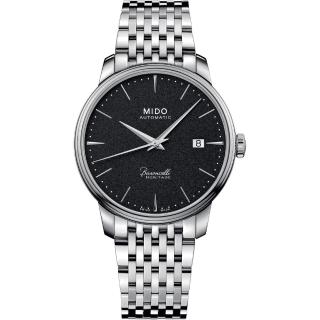 【MIDO 美度】BARONCELLI 簡約超薄機械腕錶-黑39.5mm(M0274071105100)